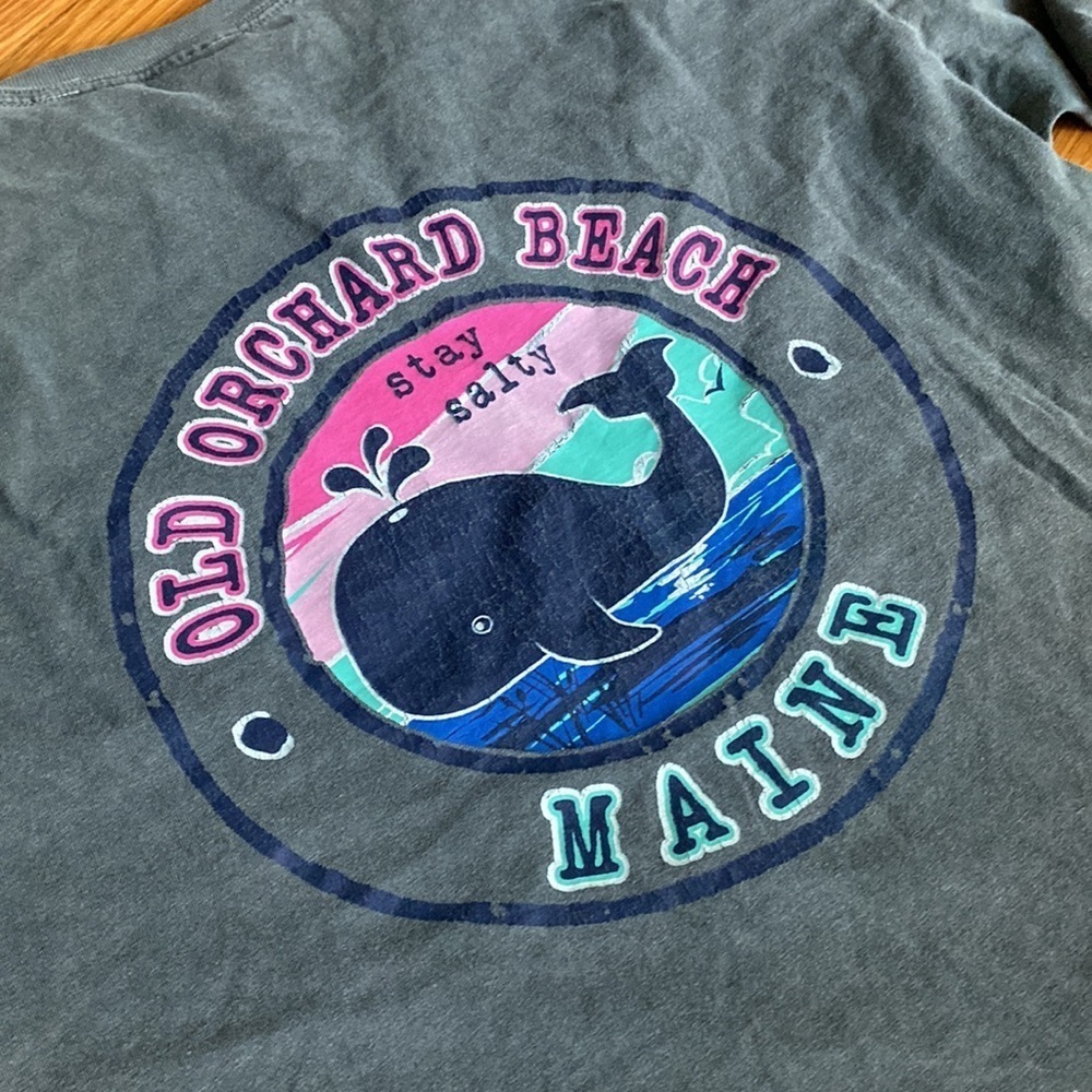 Vintage wash Old Orchard Beach stay salty whale MAINE size M comfort colors EUC. - Picture 4 of 5